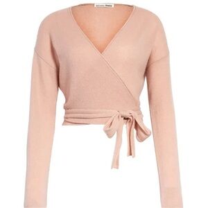 Reformation Blush V-Neck Cashmere Wrap Sweater